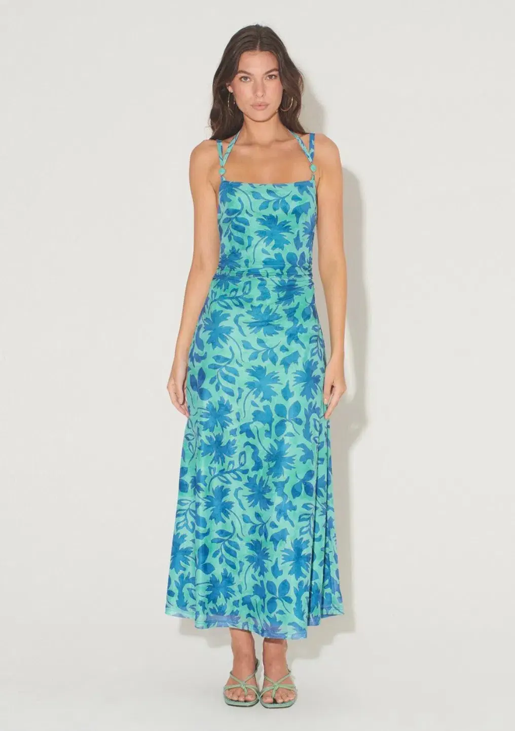 Hansen and Gretel Odessa Dress Aqua Leaf Size 6  - Image 1