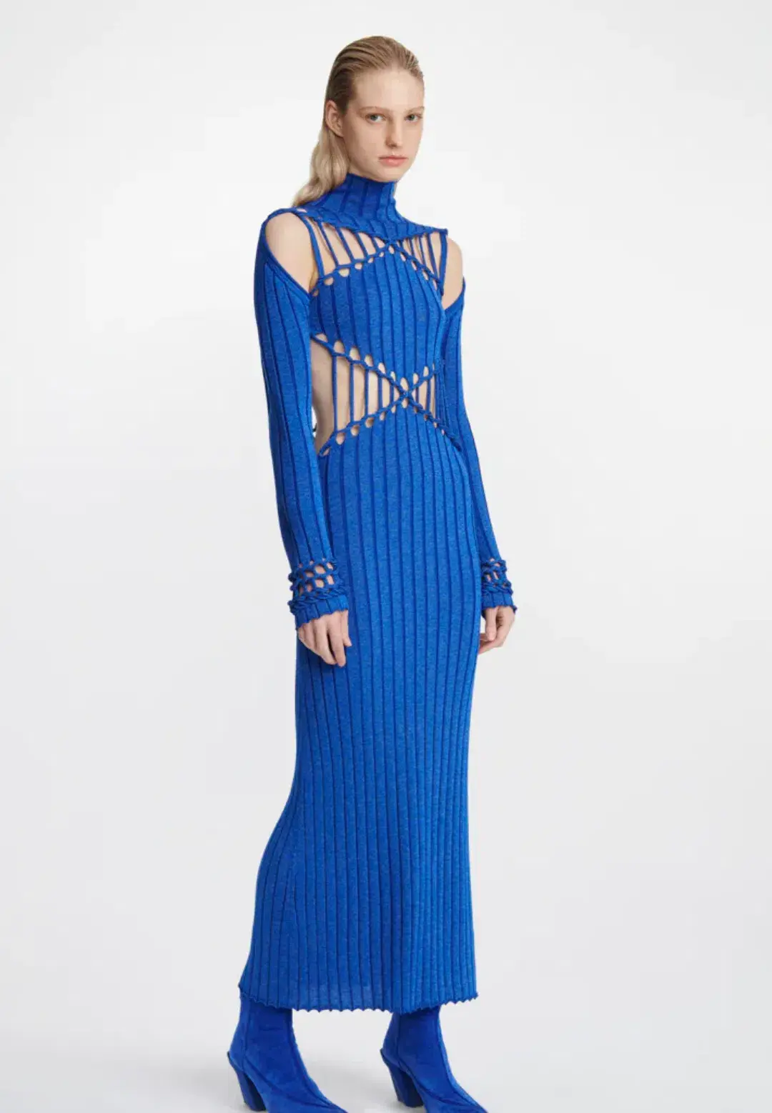 Dion Lee Braid Reflective Dress Blue Silver Size 8  - Image 1