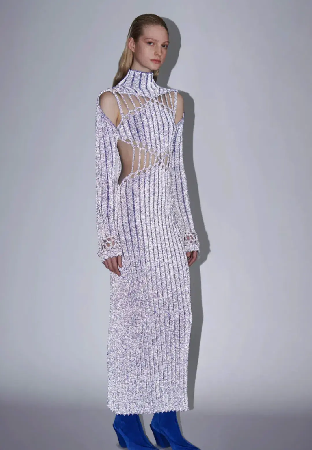 Dion Lee Braid Reflective Dress Blue Silver Size 8  - Image 3