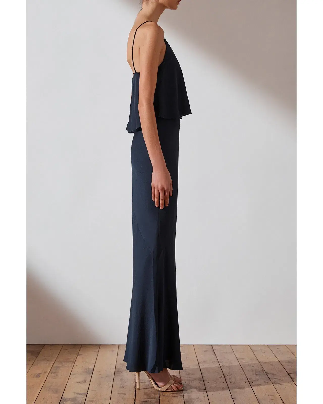 Shona Joy Bias Frill Slip Maxi Dress Navy Size 8 - Image 2