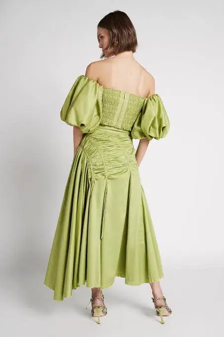 Aje Siren Cropped Top and Midi Skirt Set Green Size 4 - Image 3