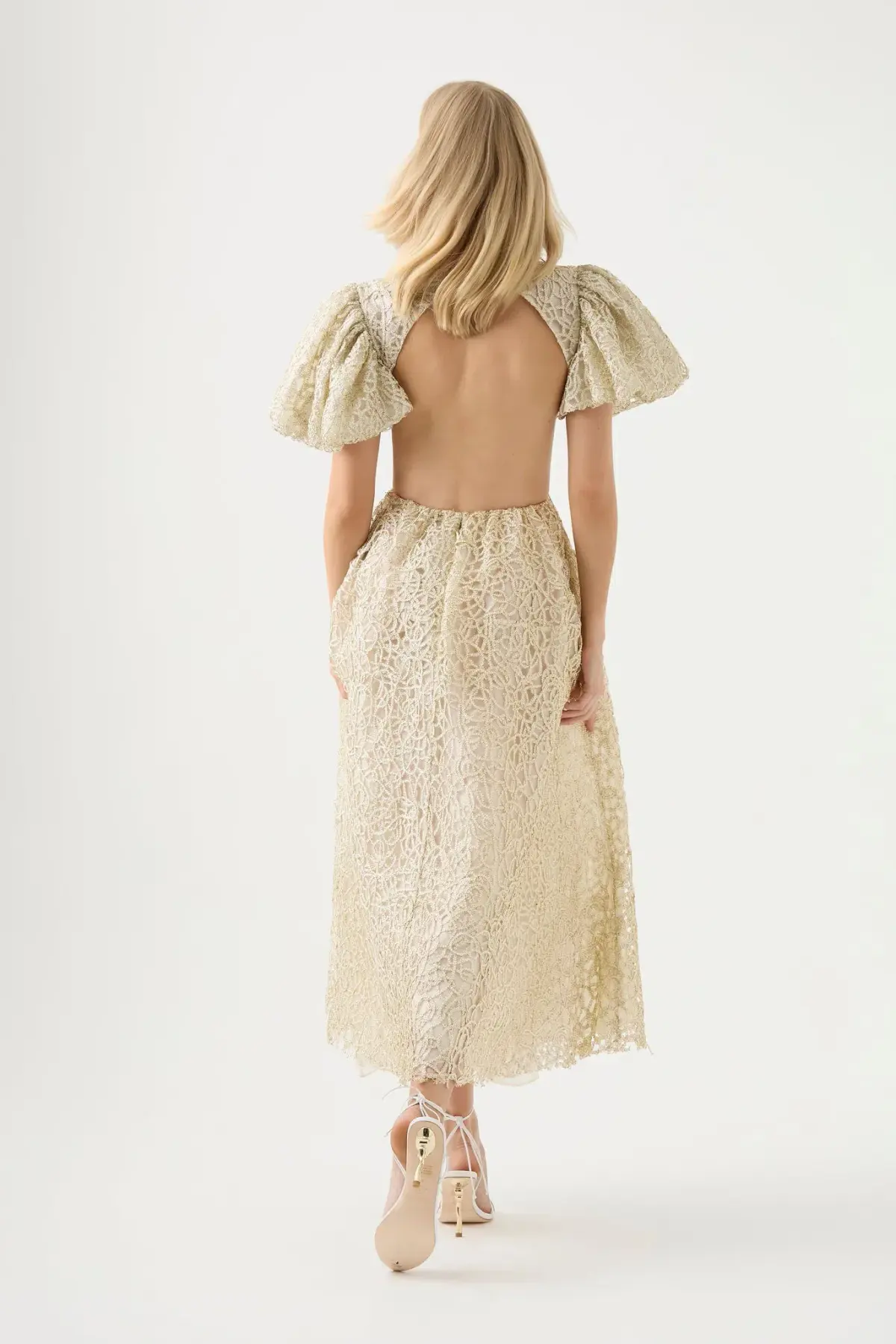 Aje Patina Lace Midi Dress Ivory Size AU 14 - Image 3