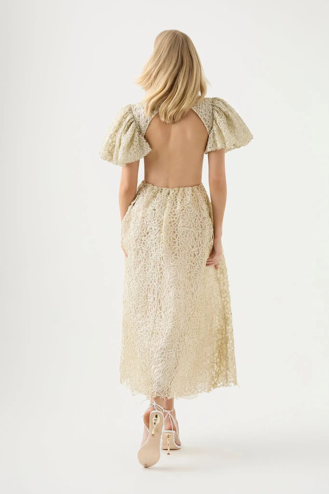 Aje Patina Lace Midi Dress Ivory Size AU 14 - Image 3
