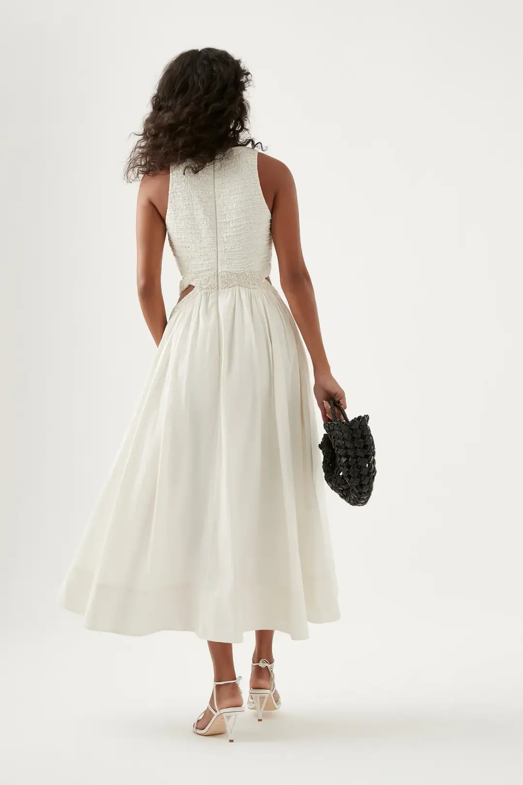 Aje New Catara Sequin Midi Dress Ivory Size AU 10 for rent on The Volte - main image