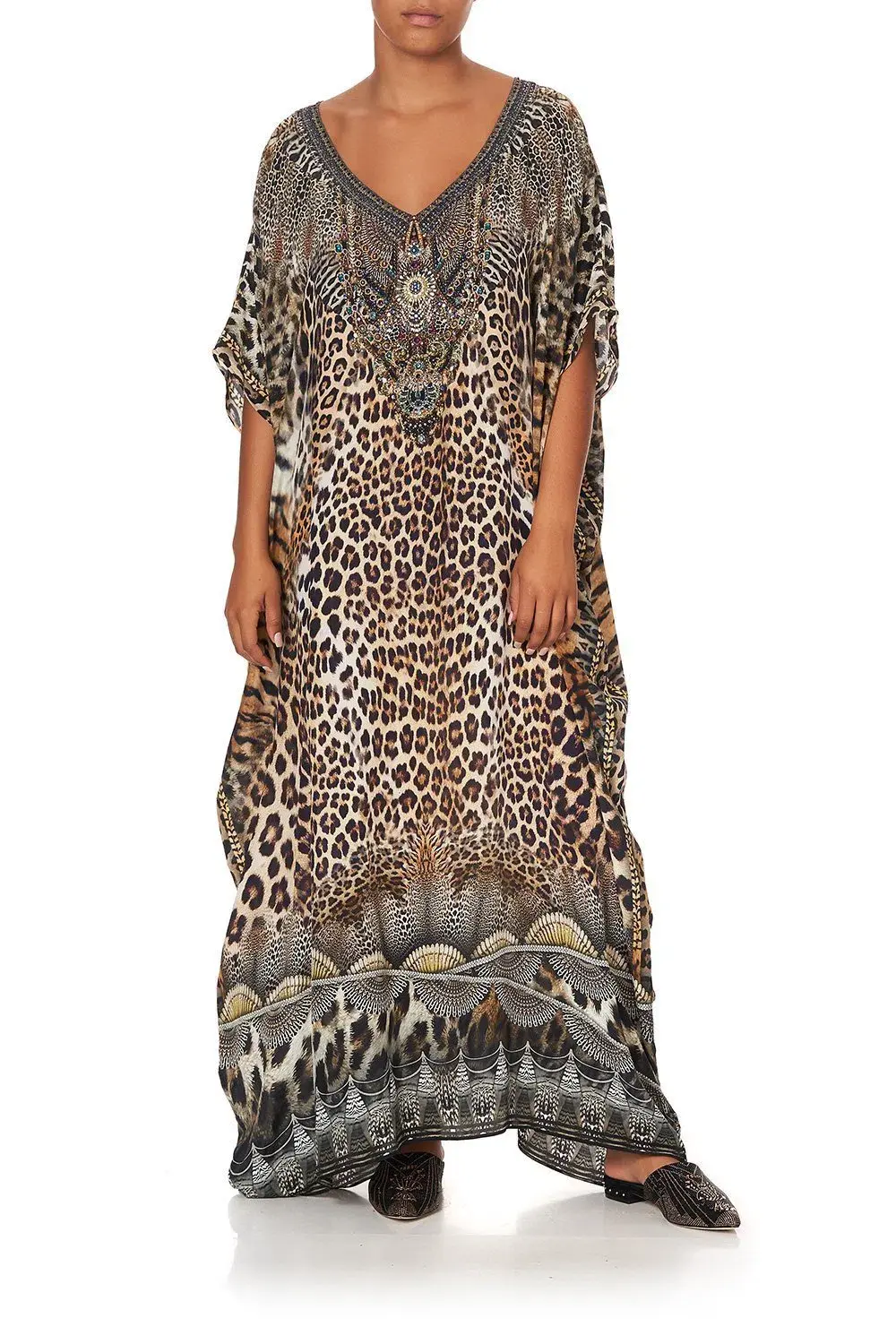 Camilla V Neck Silk Kaftan Call Of The Cathedral One Size - Image 1