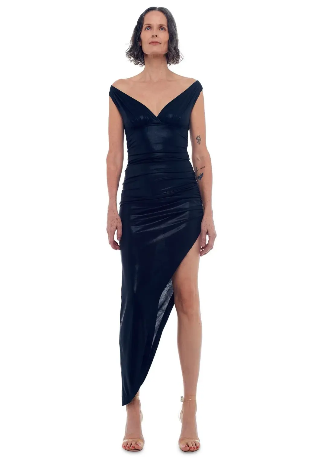 Norma Kamali Tara Side Drape Gown Black Size 12 for rent on The Volte - main image
