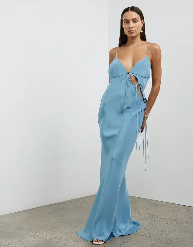 Christopher Esber Slope Tie Silk Dress Blue Size 8 - Image 1