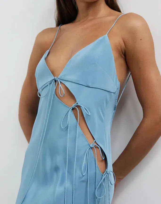 Christopher Esber Slope Tie Silk Dress Blue Size 8 - Image 2