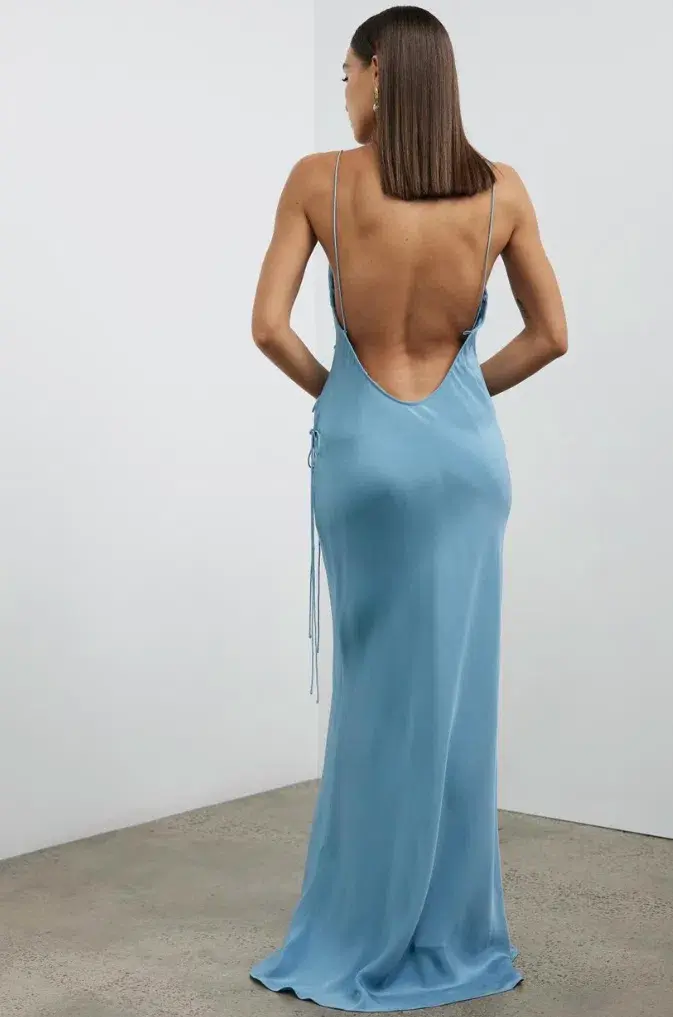 Christopher Esber Slope Tie Silk Dress Blue Size 8 - Image 3