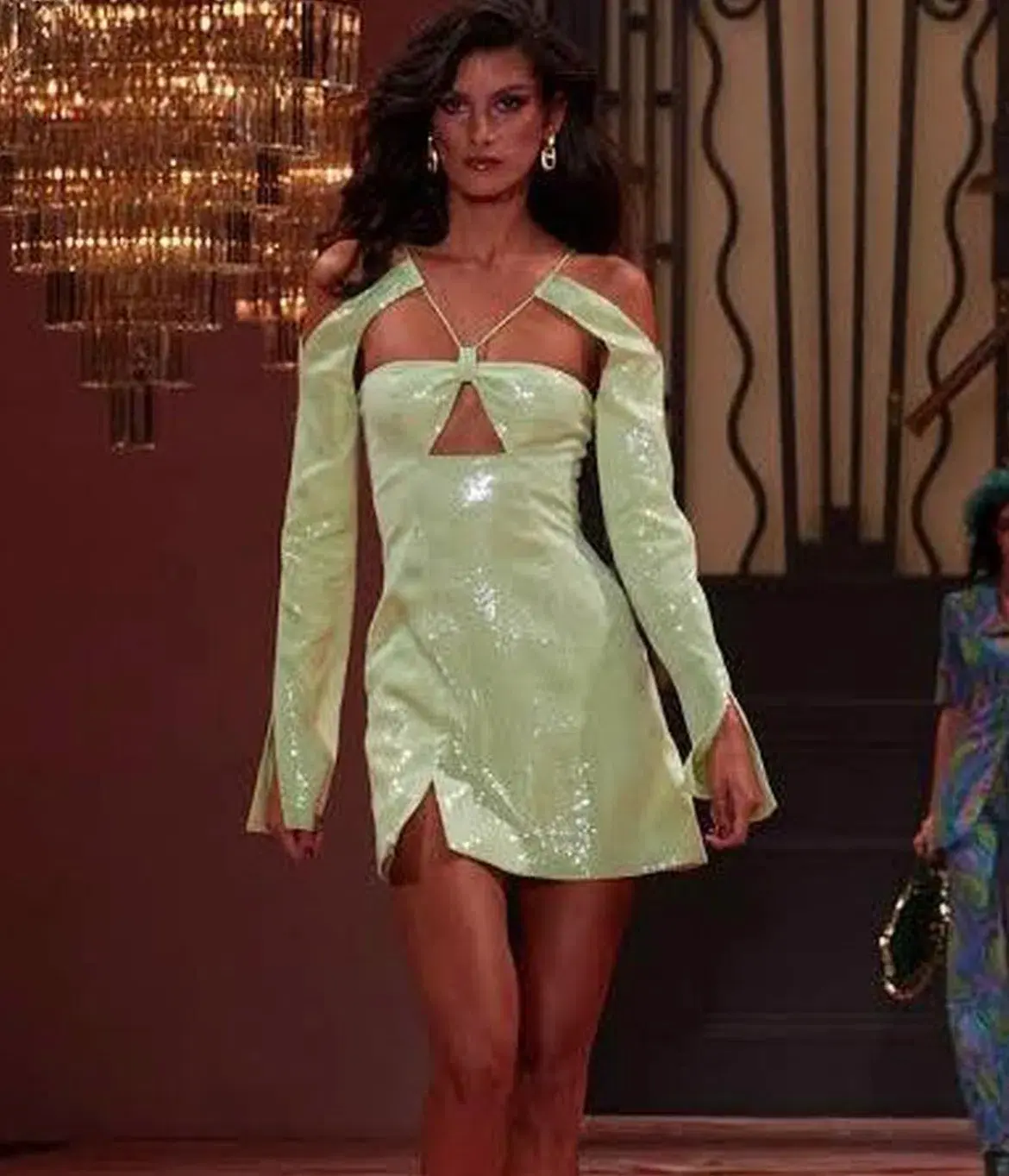 Alice McCall Night Sky Mini Dress Green Sequin - Image 2