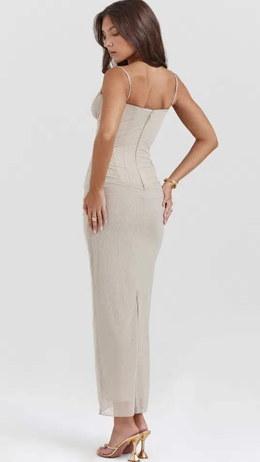 House Of CB Nalini Maxi Dress Sand Regular Cup Size S / AU 8 - Image 3