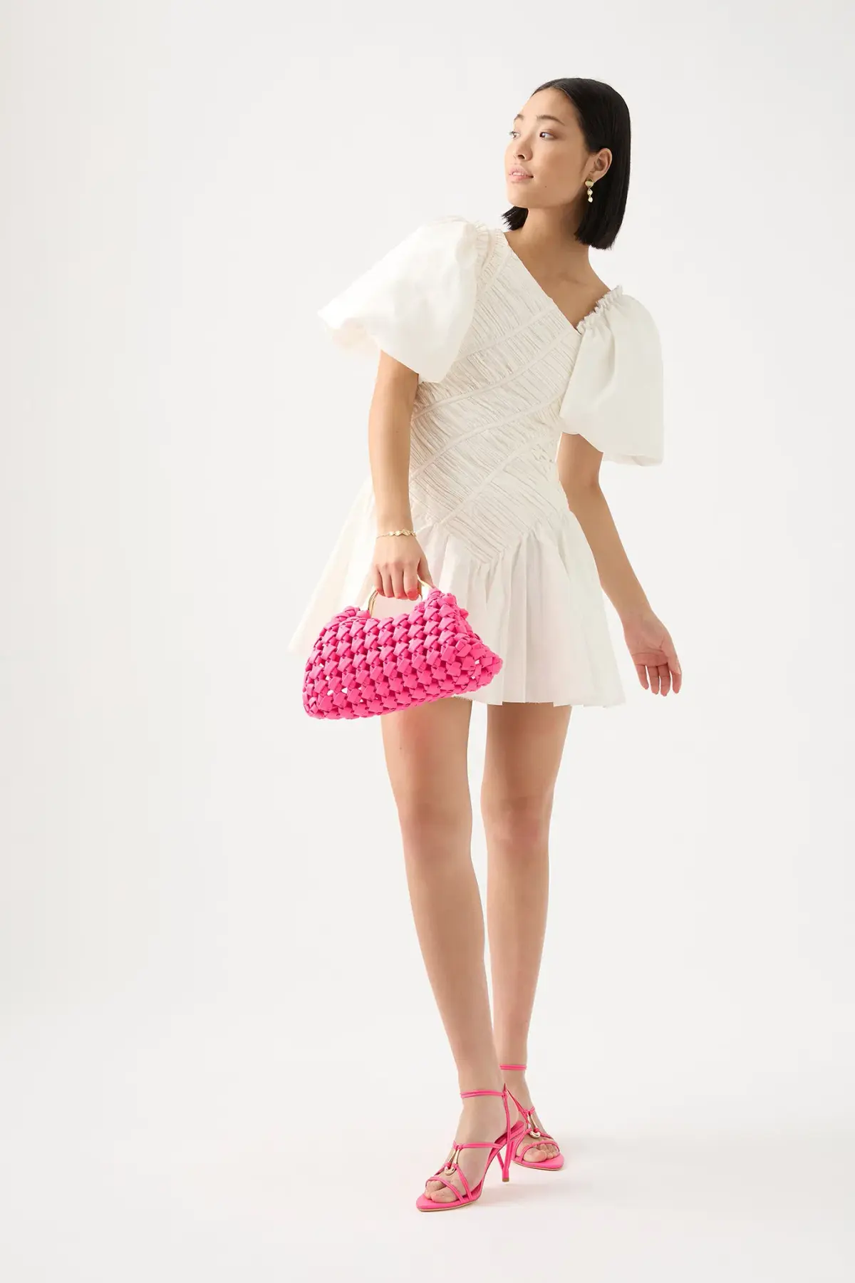 Aje Dawn Drawstring Mini hens Dress in white Ivory Size S / AU 8	 - Image 1