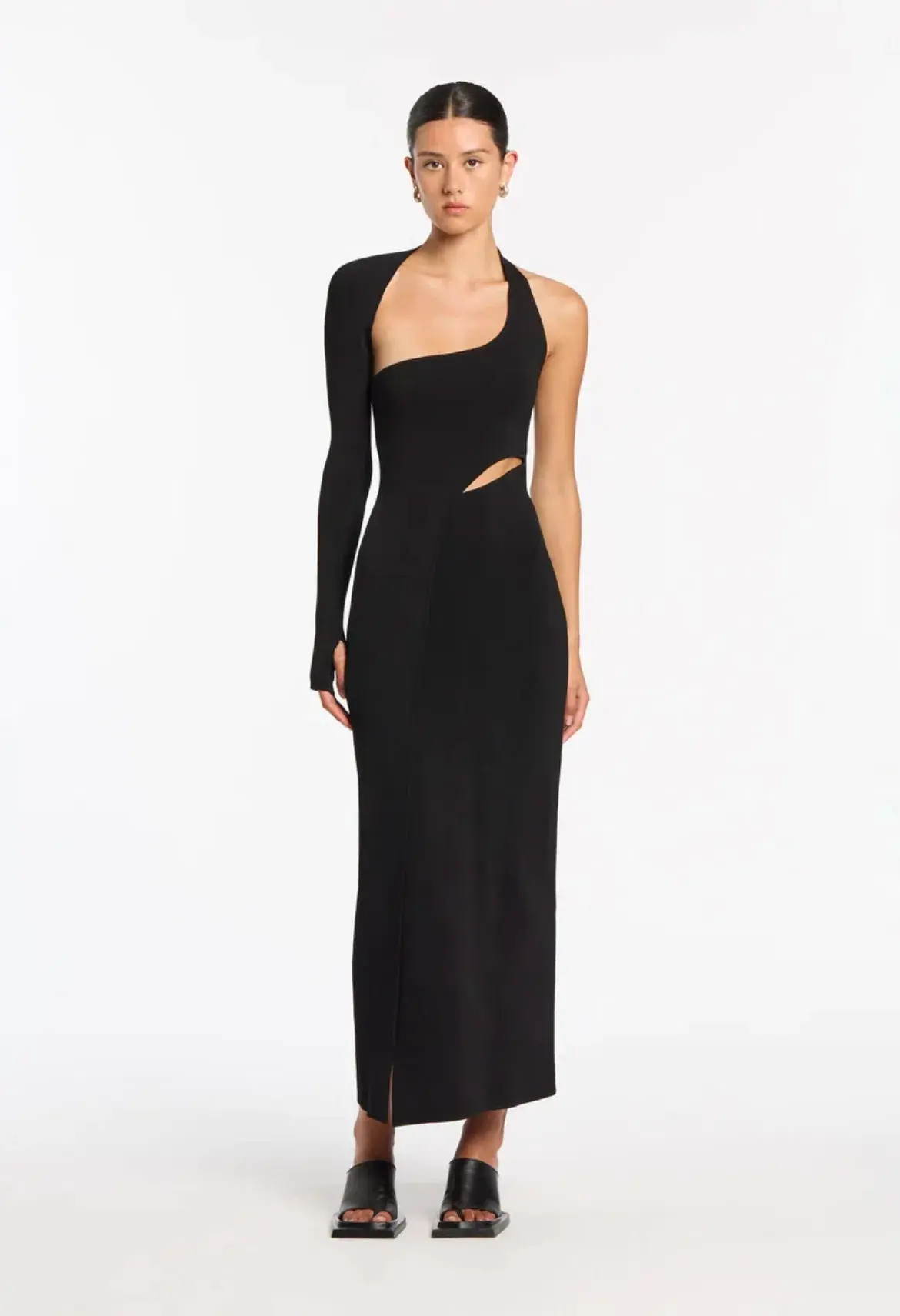 Sir the Label Manifesto Sleeve Midi Dress Black Size 10 - Image 1