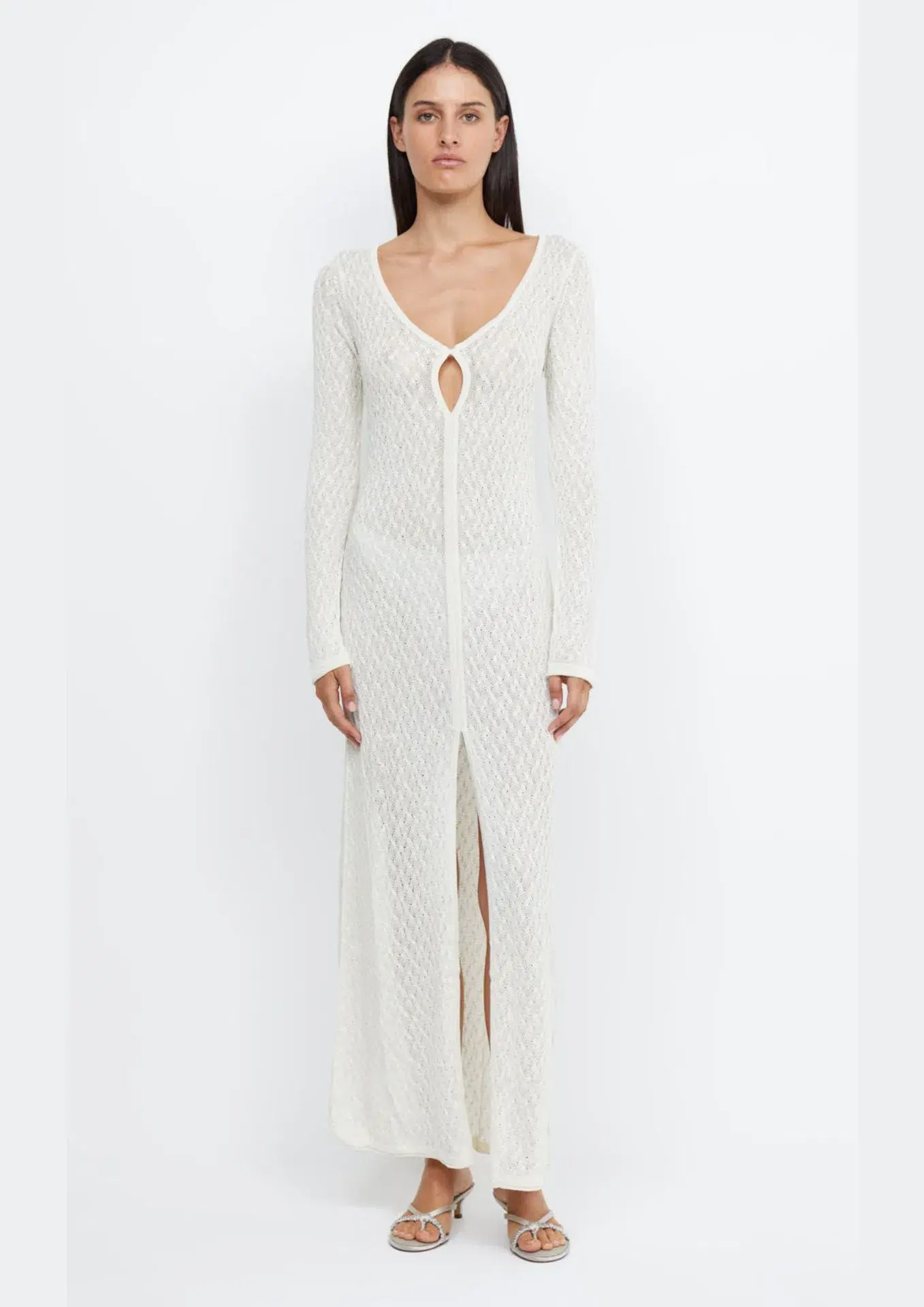 Bec & Bridge Sammy Key Knit Long Sleeve Maxi Dress Ivory Size S / AU 8 - Image 1