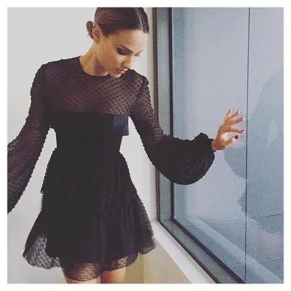 Alex Perry Valerie Bell Sleeve Ruffle Mini Dress Black Size 6 - Image 1
