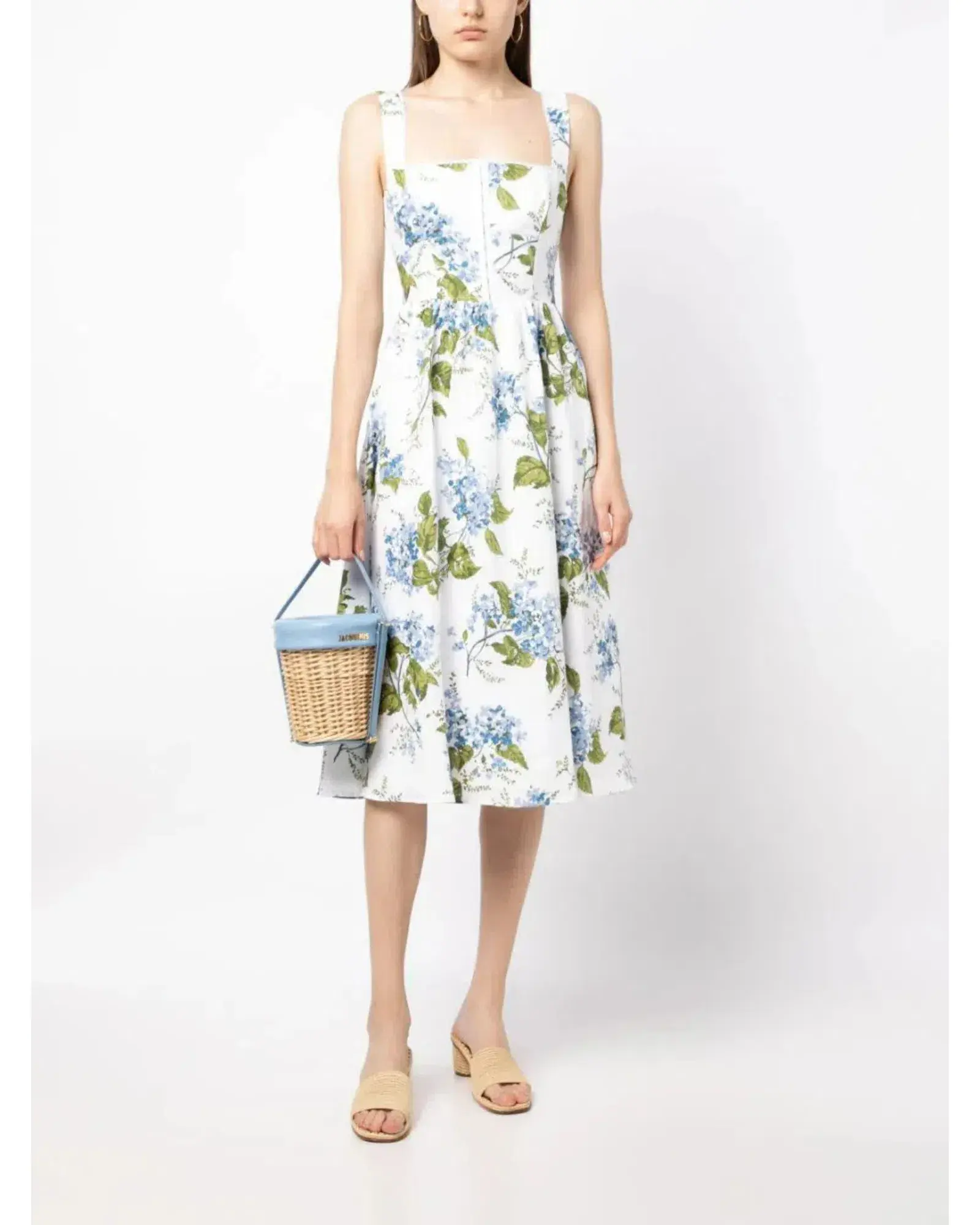 Reformation Tagliatelle Linen Midi Dress Floral Size AU 10 - Image 1