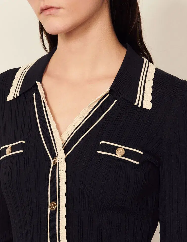 Sandro Paris Alexandrine Ribbed Knit Shirtdress Size 40 / AU 10 - Image 2