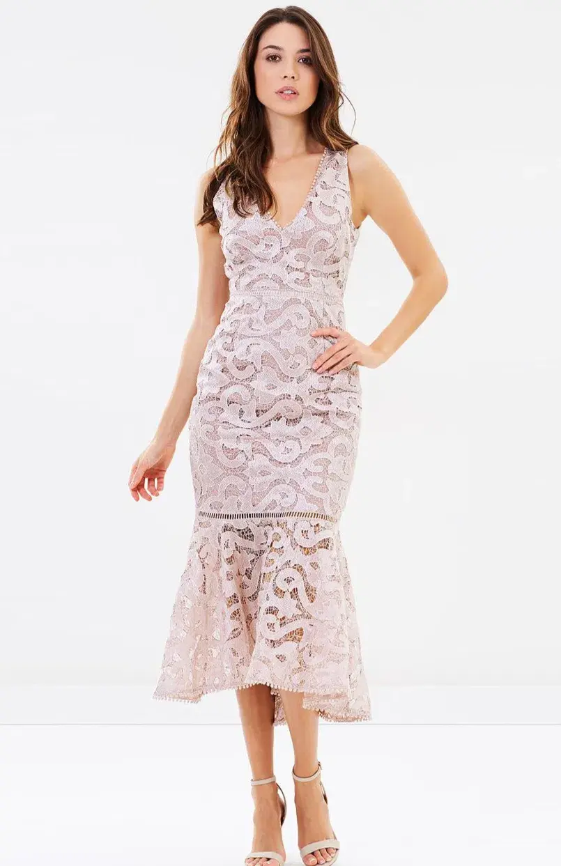 Ministry of Style Dahliah Flare Midi Dress Soft Pink Size 12 - Image 1