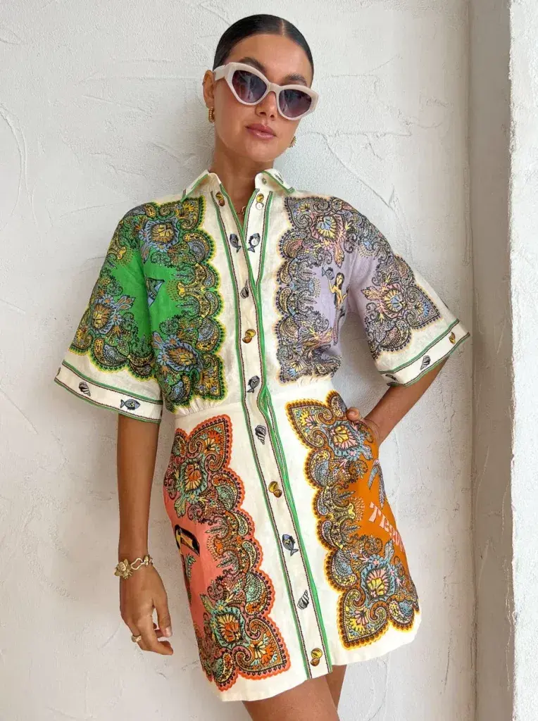 Alemais Trippy Troppo Mini Dress Multi Size AU 10 - Image 5