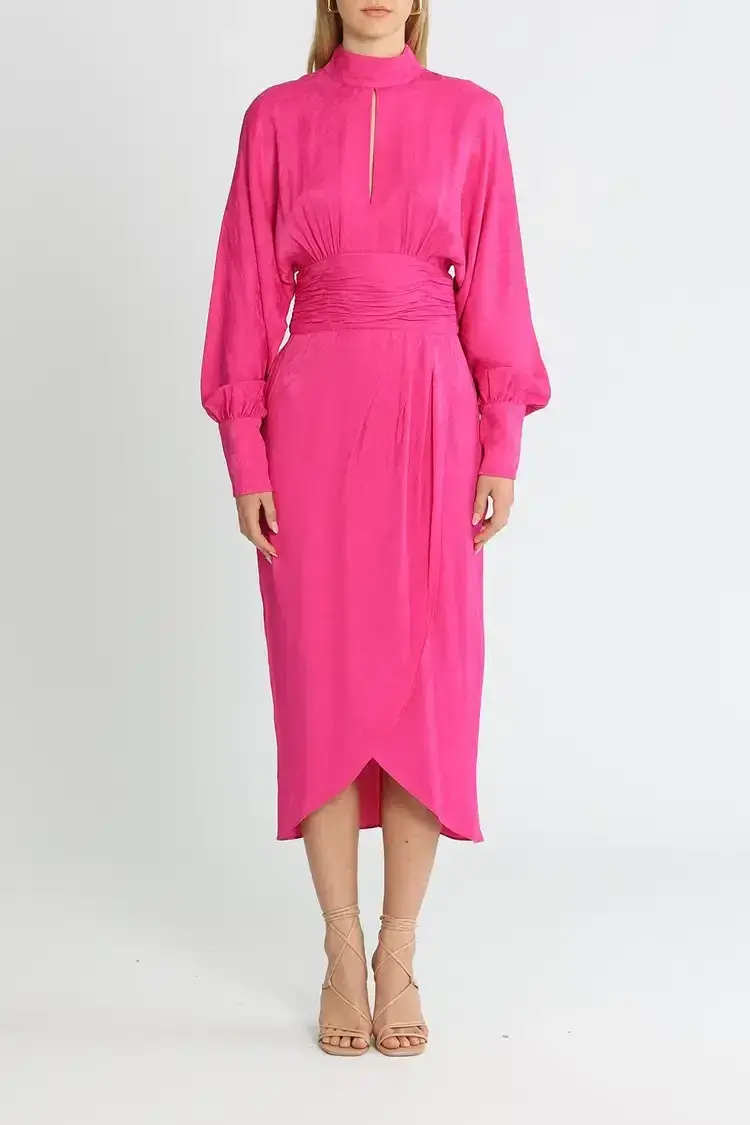 Rebecca Vallance Theresa Midi Dress Fuschia Pink Size 16 - Image 1