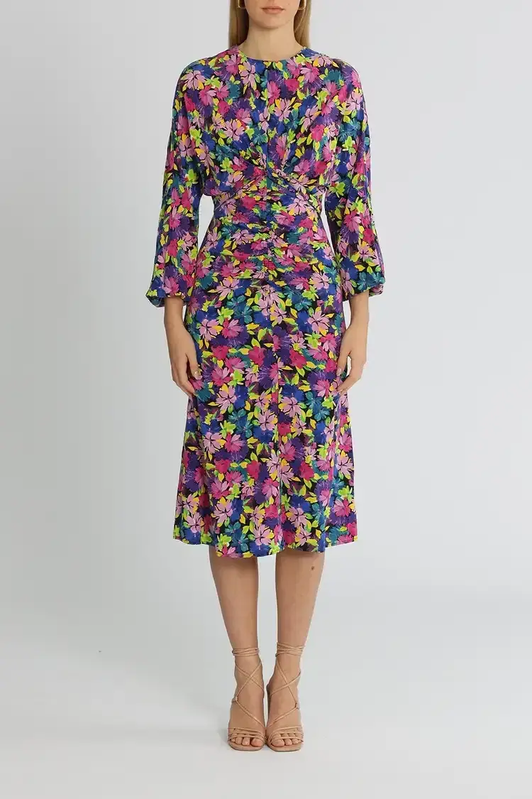 Rebecca Vallance La Isla Bonita Midi Dress Multi Print Size 14 - Image 1