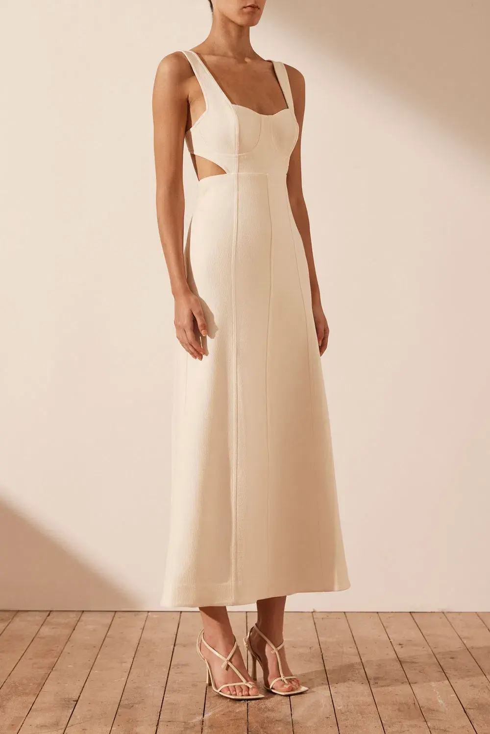 Shona Joy Amura Bustier Midi Dress In Cream Size 6 - Image 2