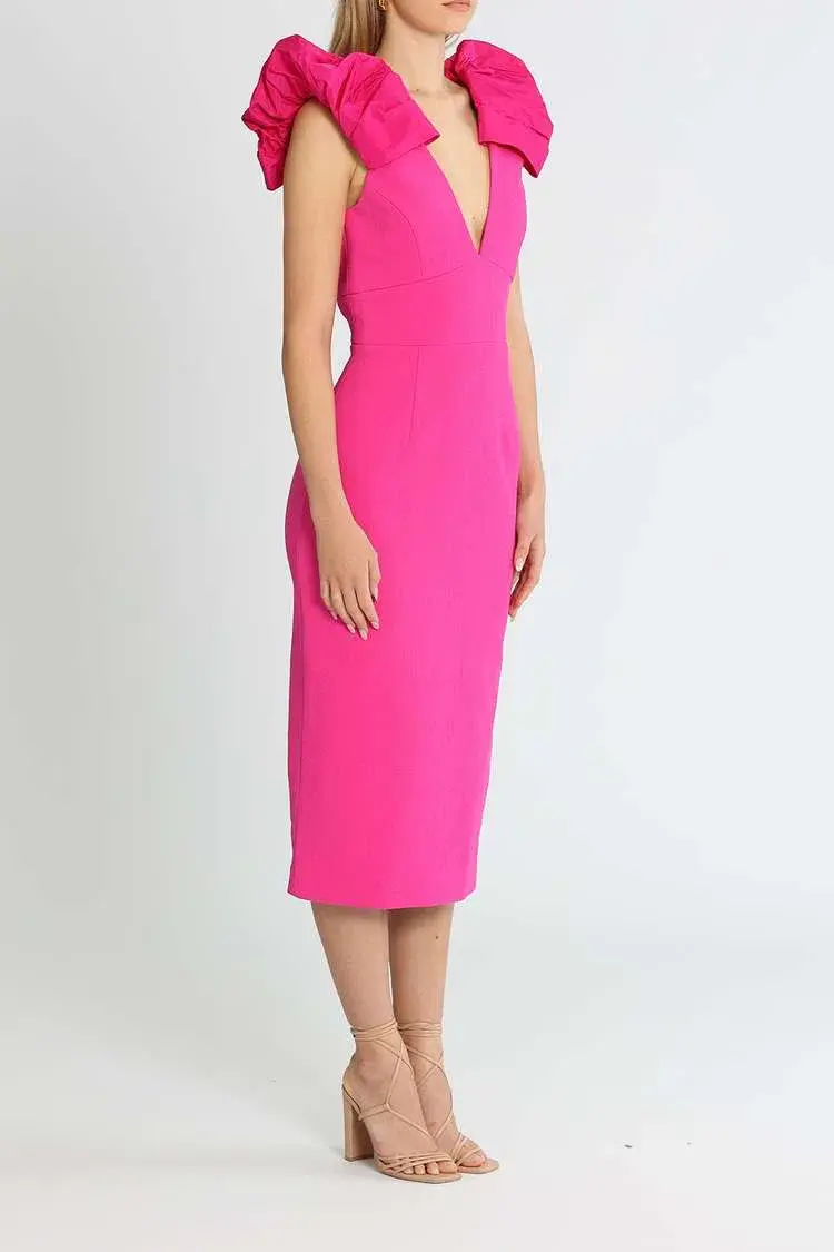 Rebecca Vallance Cupid's Bow Midi Fuschia Pink Size 16 for rent on The Volte - main image