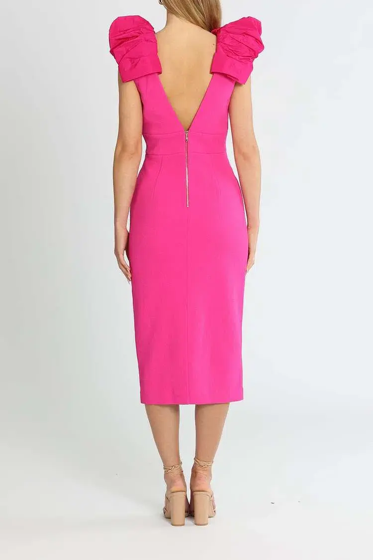 Rebecca Vallance Cupid's Bow Midi Fuschia Pink Size 16 for rent on The Volte - main image