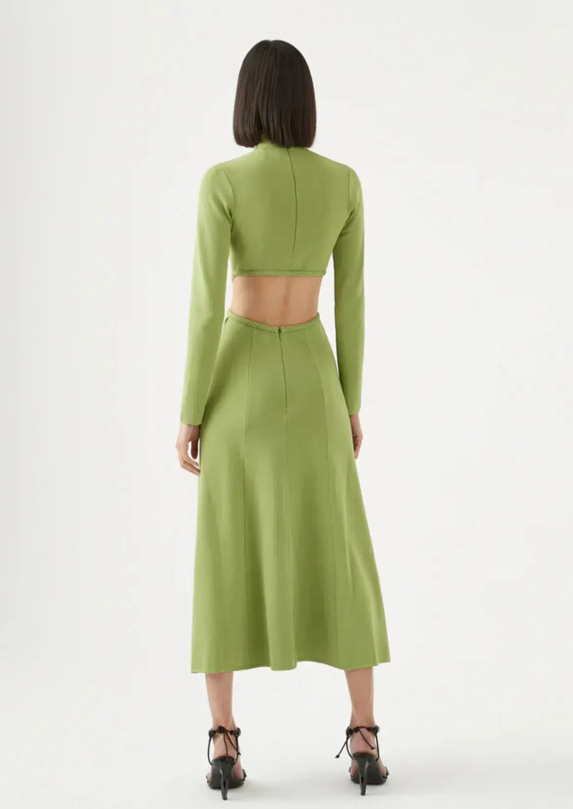 Aje Amelie Braided Cut Out Knit Dress Green Size 6 - Image 3
