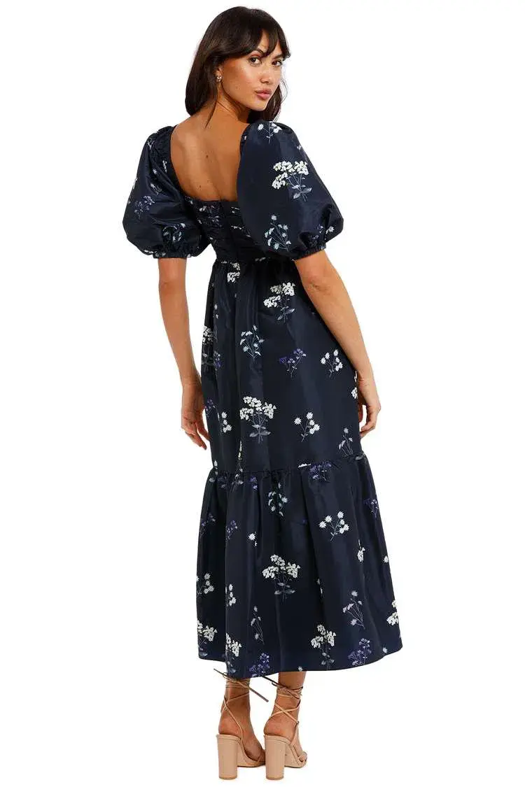 Self Portrait Vintage Floral Midi Dress Navy Floral Size 10 - Image 3