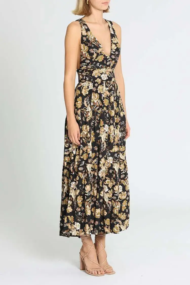 Shona Joy Palermo Plunged Low Back Midi Dress Multi Black Size 6 - Image 2