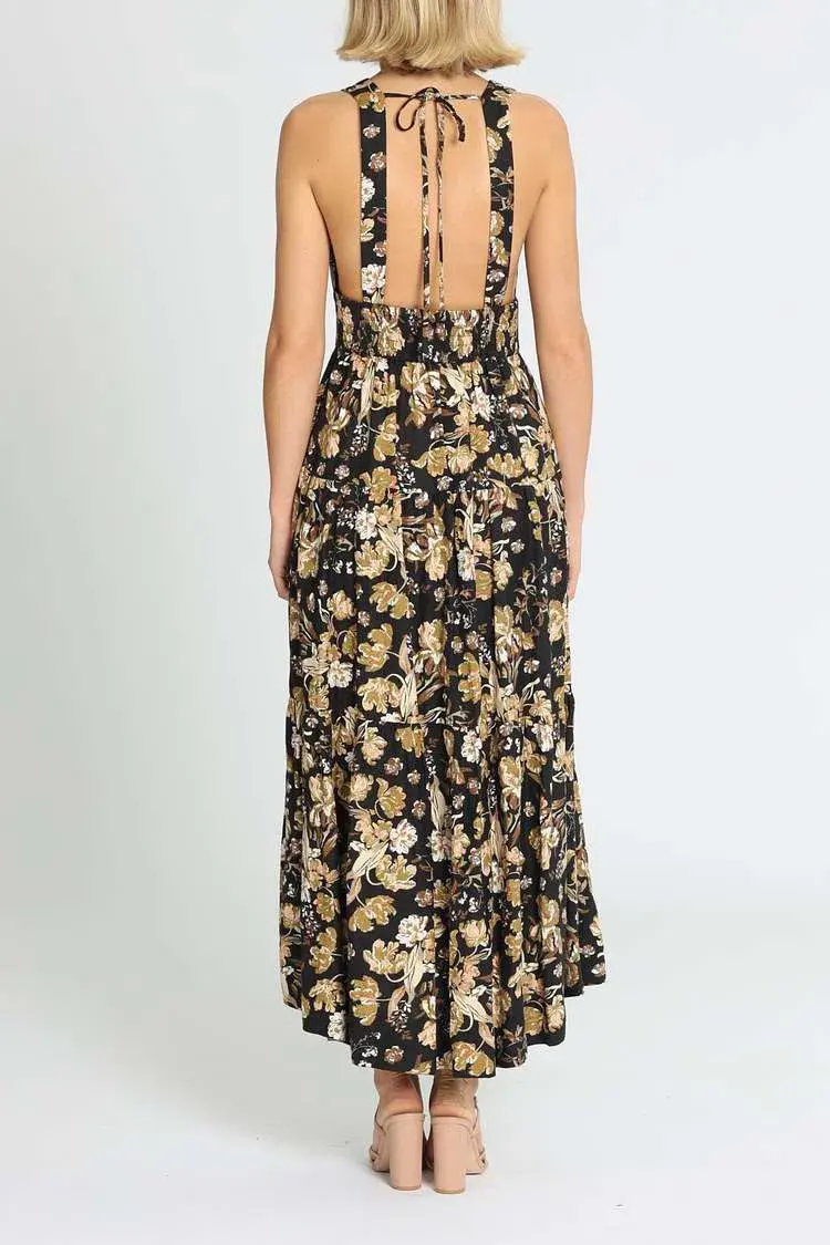 Shona Joy Palermo Plunged Low Back Midi Dress Multi Black Size 6 - Image 3