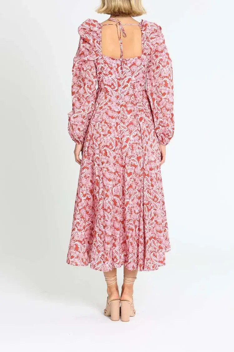 Steele Esme Dress Chestnut Paisley Pink Print Red Size 12 - Image 3
