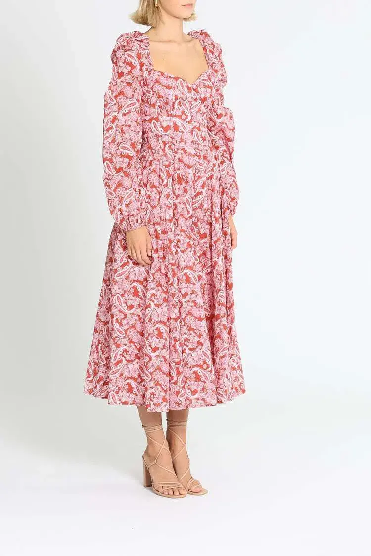 Steele Esme Dress Chestnut Paisley Pink Print Red Size 12 for rent on The Volte - main image