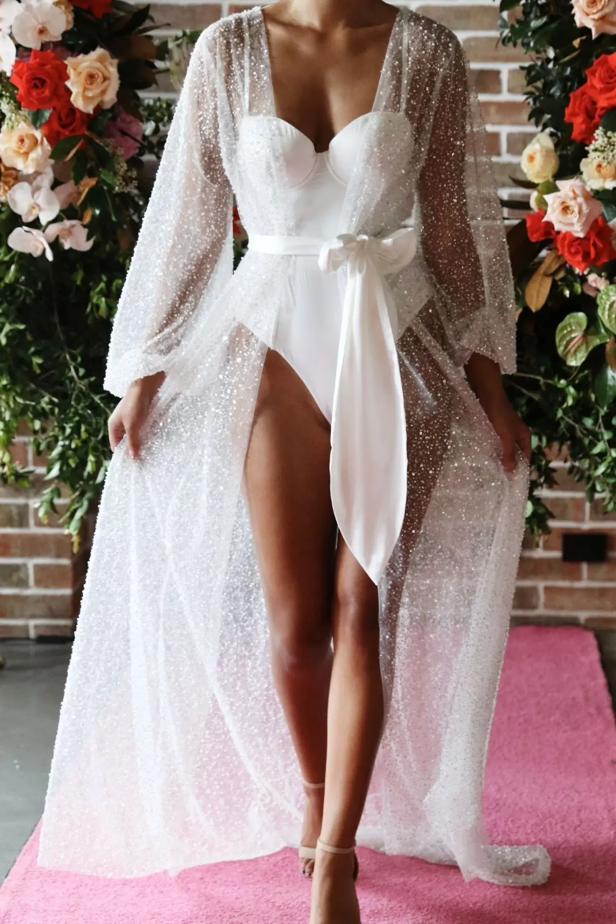 HOMEBODII Beaded Athena Bridal Robe Beaded Size 8 - Image 2