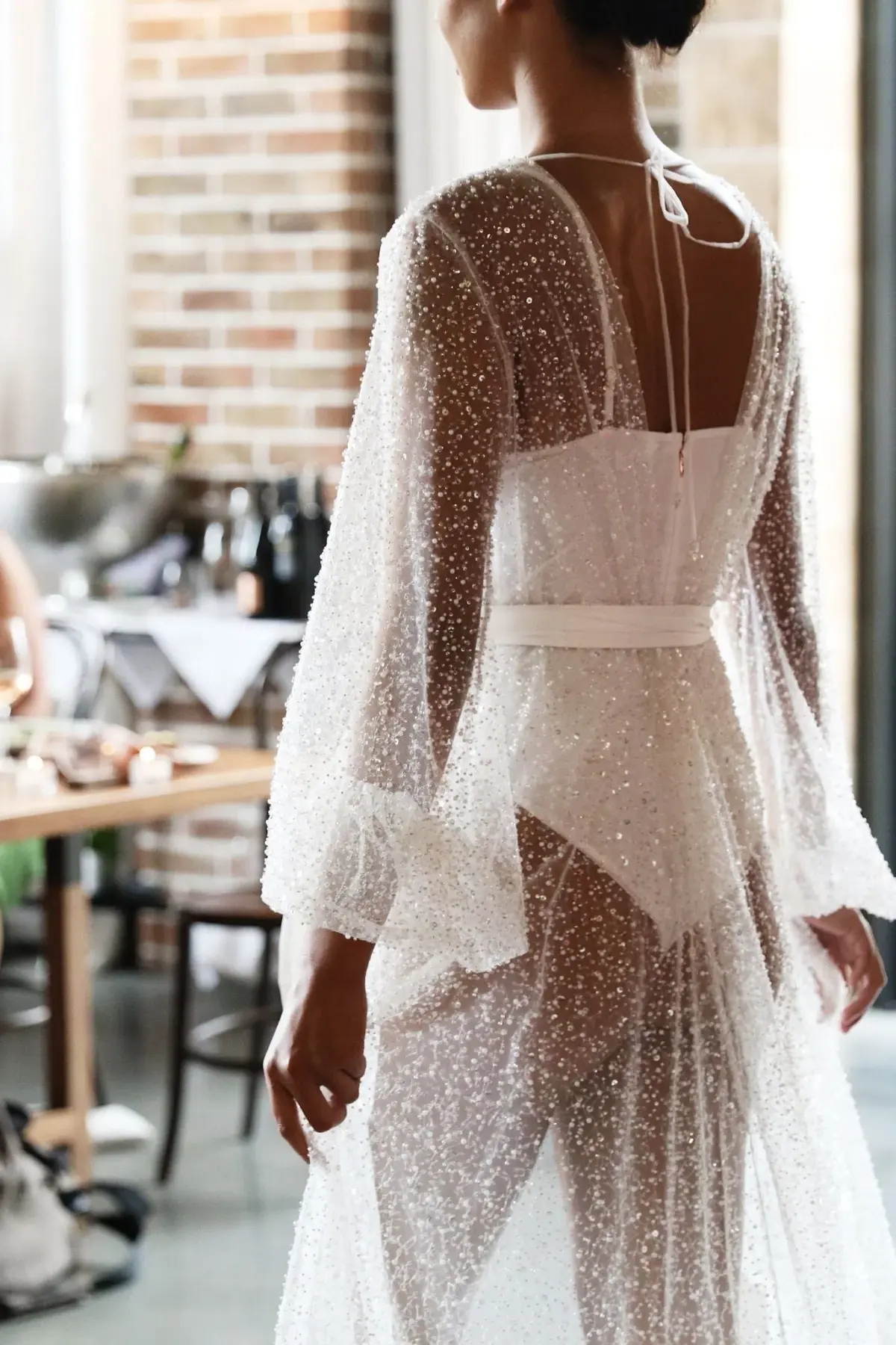 HOMEBODII Beaded Athena Bridal Robe Beaded Size 8 - Image 3