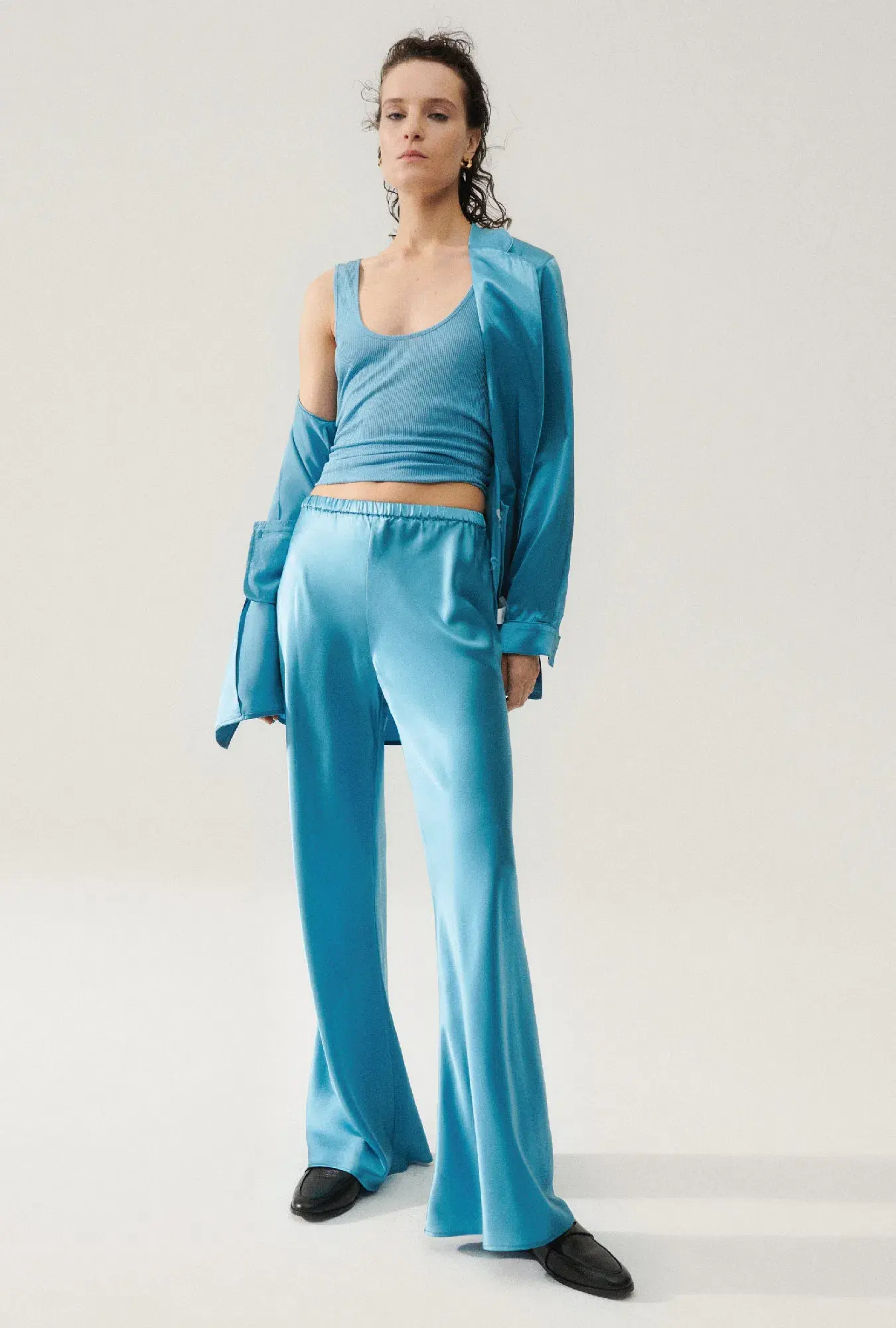 Silk Laundry Bias Cut Pants Lake Blue Size AU 8 - Image 1