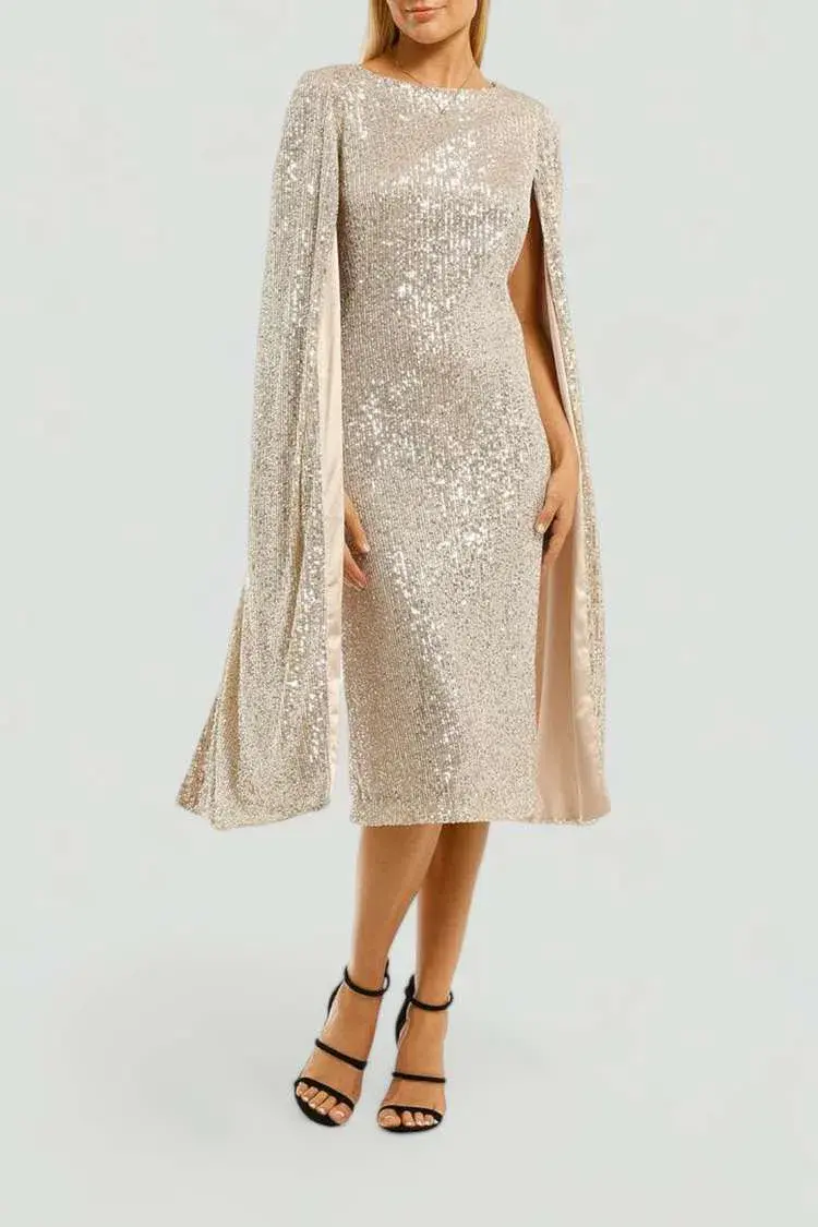 Trelise Cooper This Changes Everything Dress Champagne Sequins Beige Silver Size 12 - Image 1