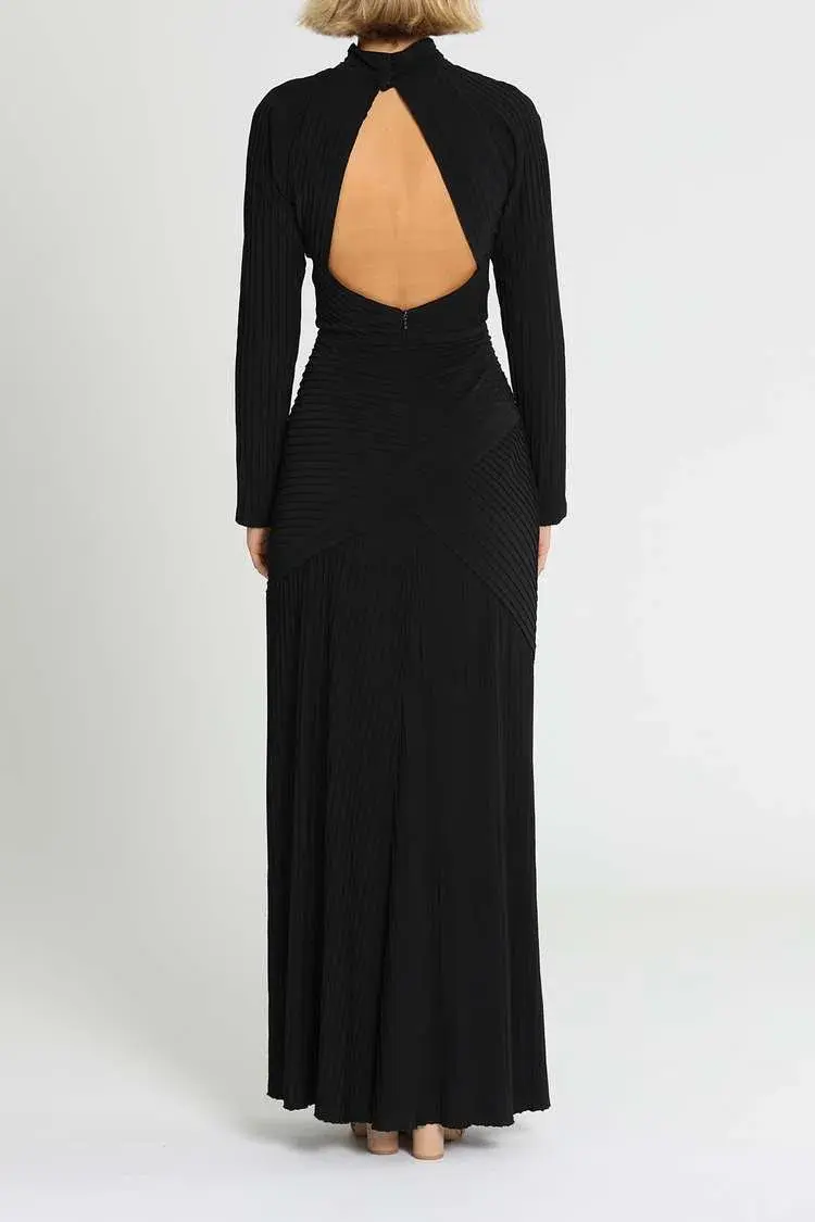 Tadashi Shoji Seneca Open Back Pintuck Gown Black Size 12 - Image 3