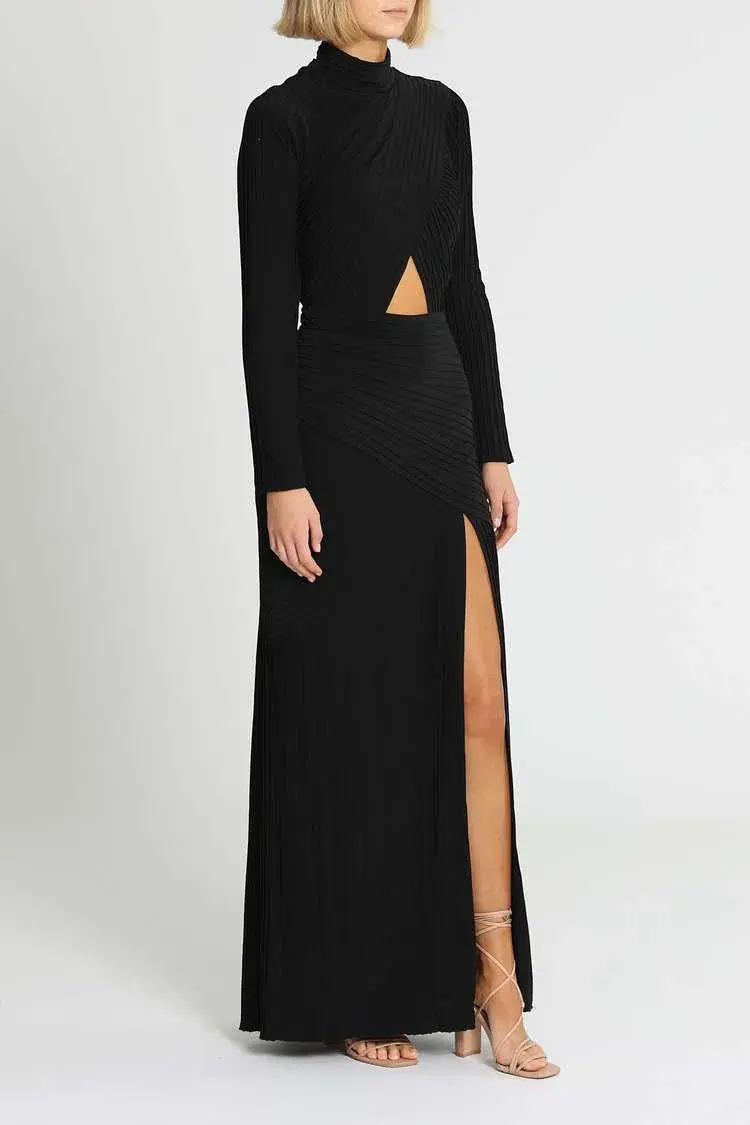 Tadashi Shoji Seneca Open Back Pintuck Gown Black Size 12 - Image 2
