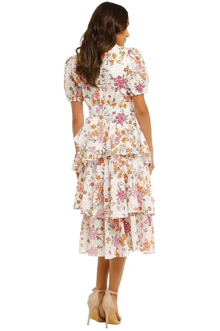 Talulah Jasmine Vines Midi Dress Jasmine Vines Multi Print Size 12 for rent on The Volte - main image