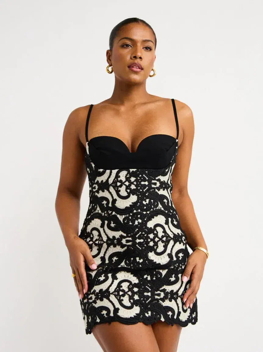 Manning Cartell Material Girls Motif-Embroidery Mini Dress Black Size 6 - Image 2