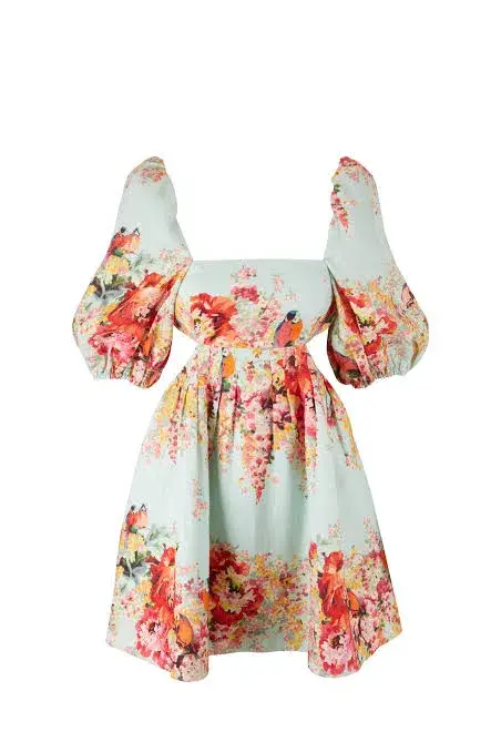 Zimmermann The Mae Cut Out Mini Dress in Mint Florasize 3 /Au  - Image 3