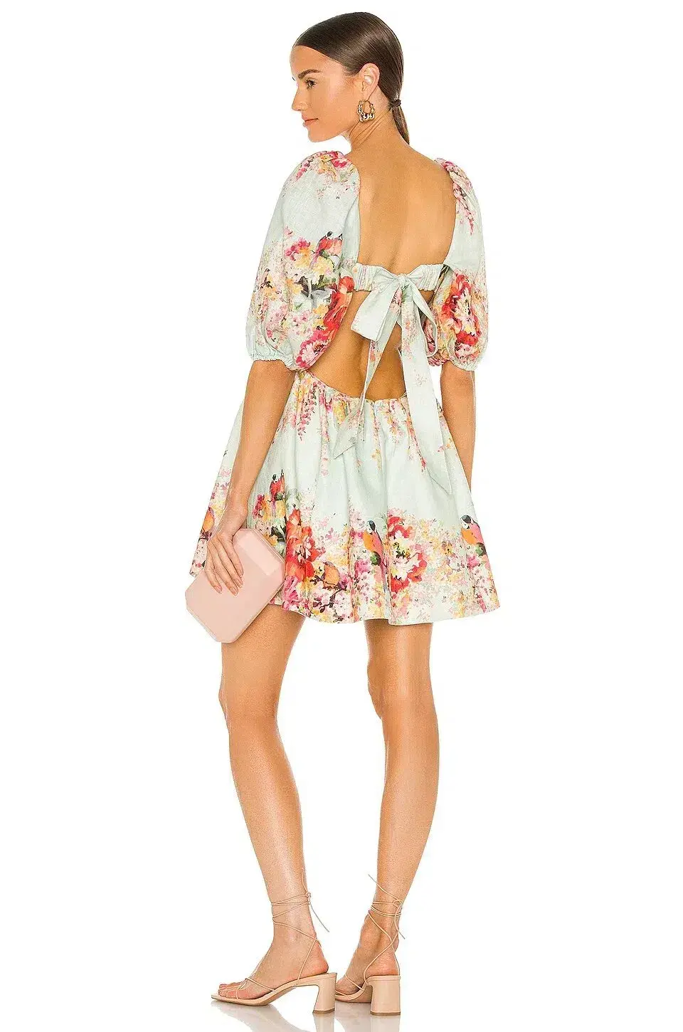 Zimmermann The Mae Cut Out Mini Dress in Mint Florasize 3 /Au  for rent on The Volte - main image