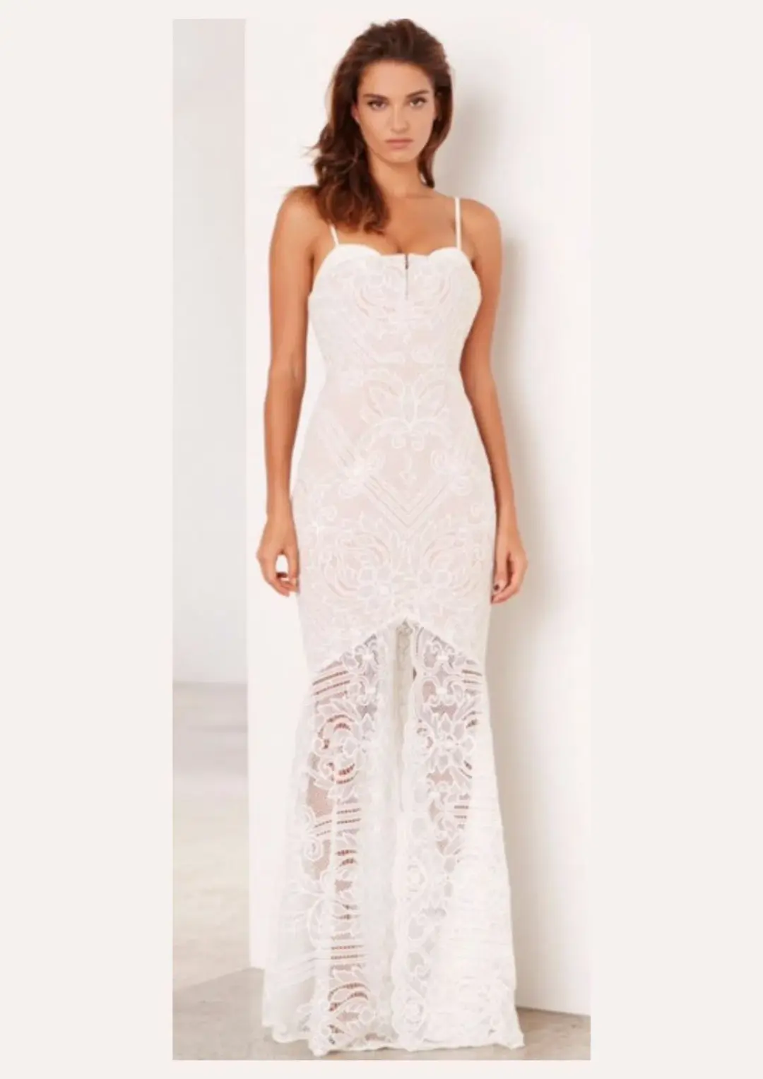Sheike Lunar Lace Maxi Dress Ivory Size 12 for rent on The Volte - main image