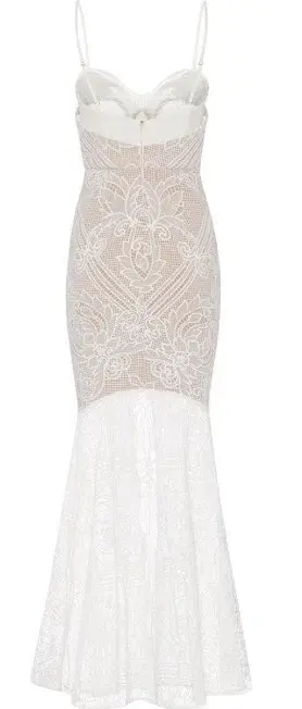 Sheike Lunar Lace Maxi Dress Ivory Size 12 - Image 4