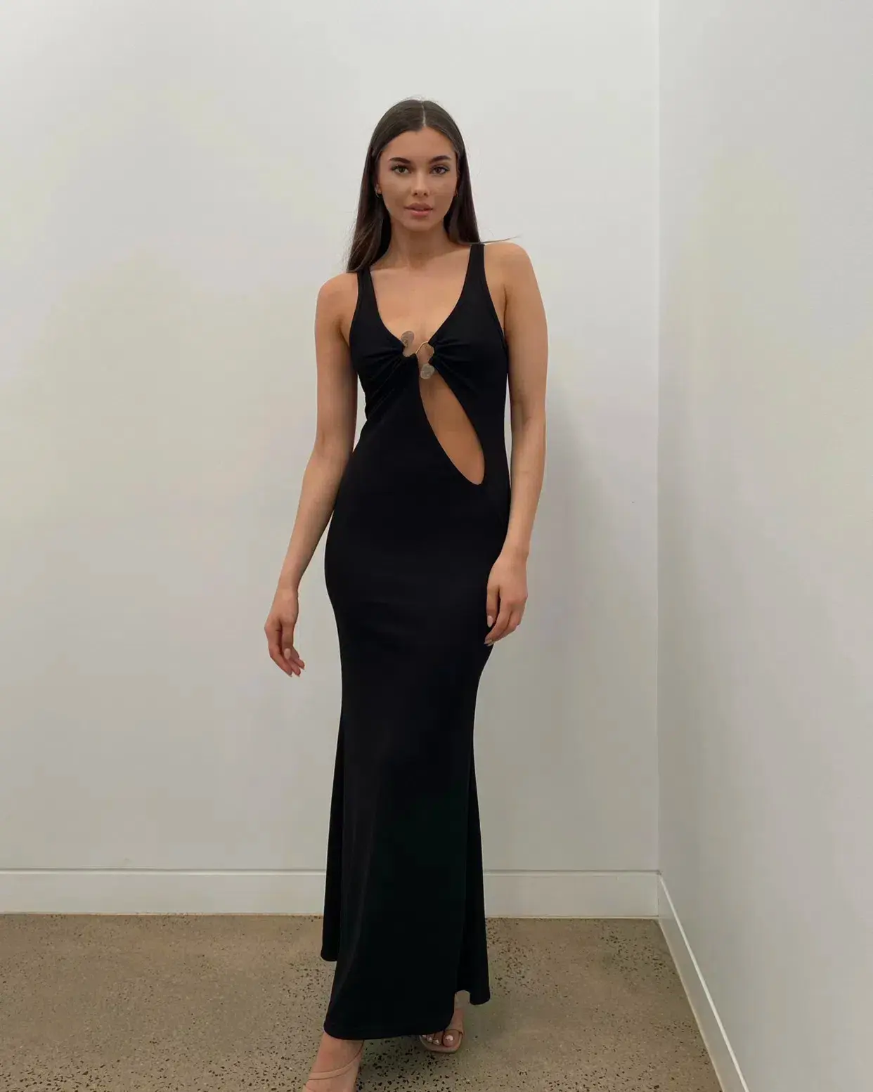 Christopher Esber Split Release Quartz Maxi Dress Black Size 6 - Image 1
