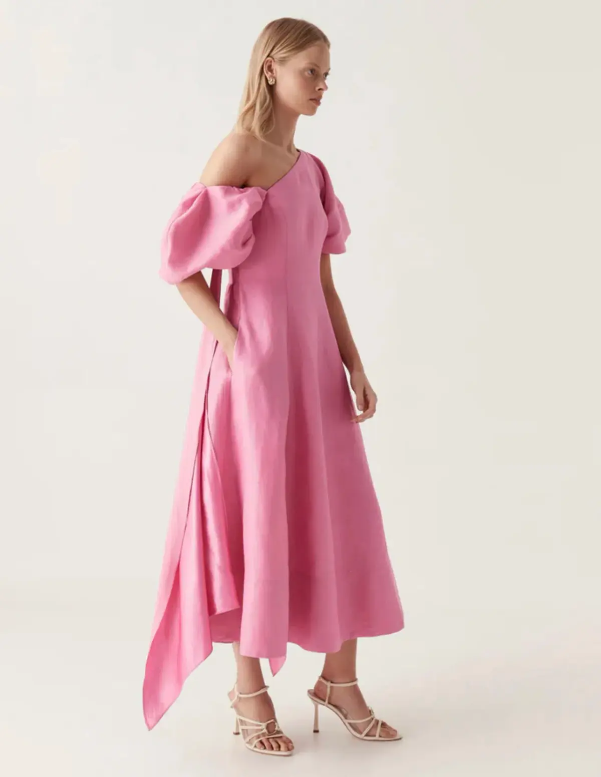 Aje Arista Tulip Sleeve Midi Dress in Pink Size 10  - Image 4