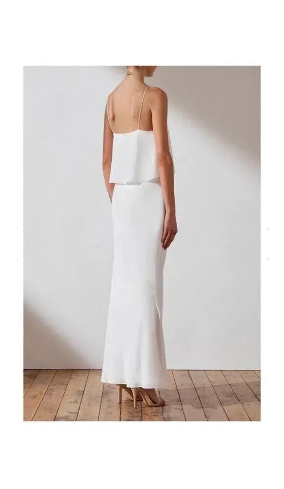 Shona Joy Luxe Bias Frill Slip Dress in Ivory Size 14 - Image 2