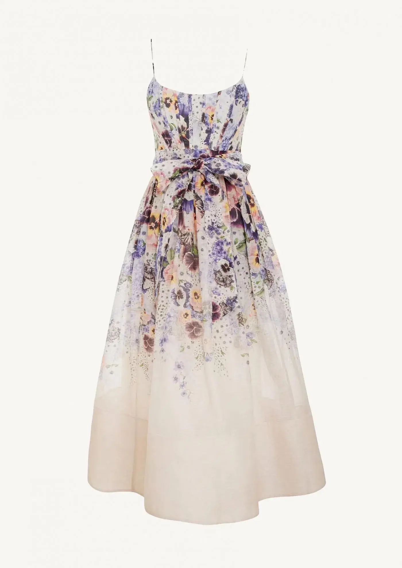 Zimmermann Tama Corset Linen and Silk Midi Dress Floral Size 1 / AU 10 - Image 3